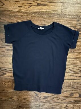 Gap Women's Navy Short Sleeve Terry Crewneck Top